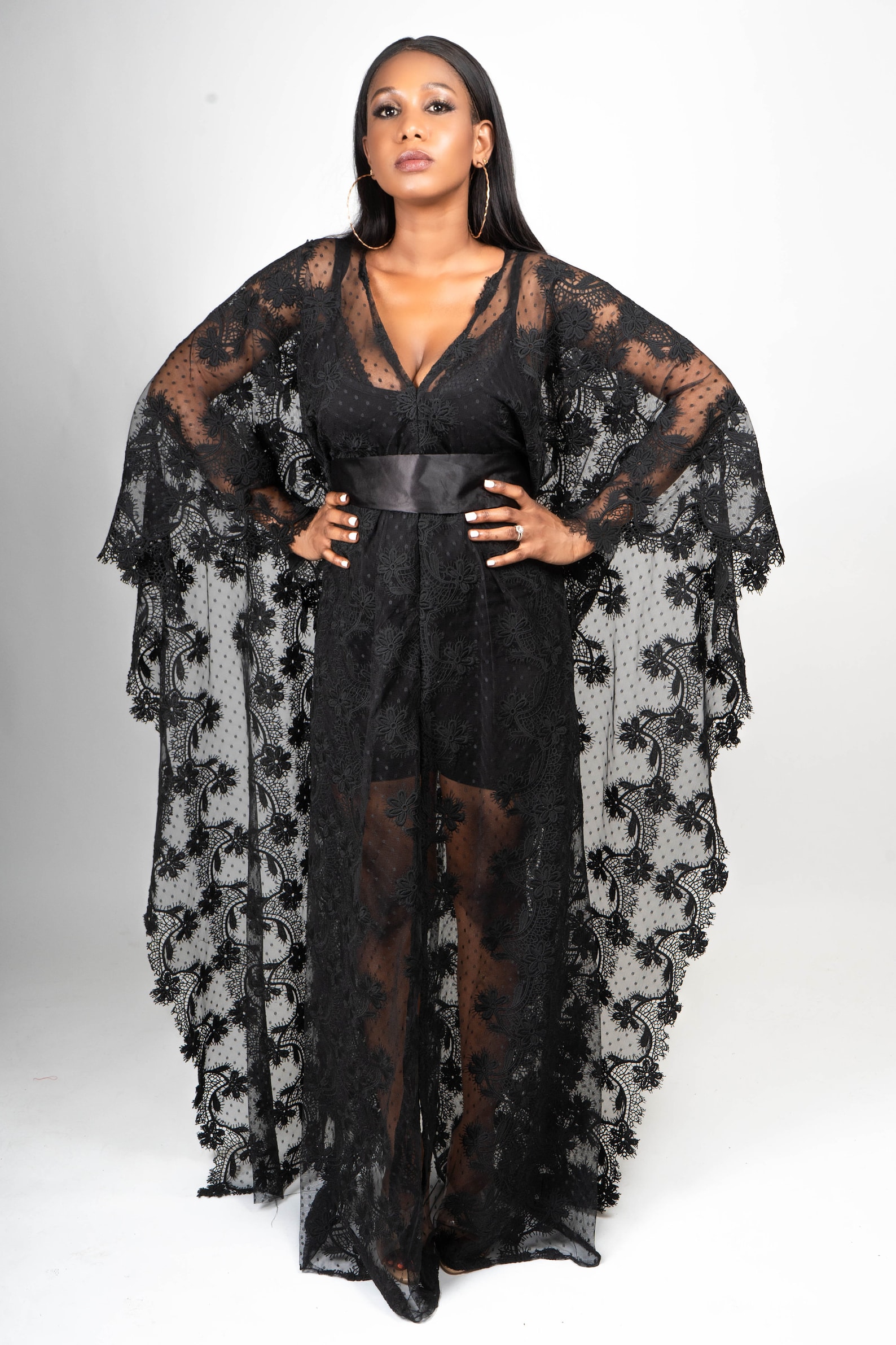 black lace kaftan