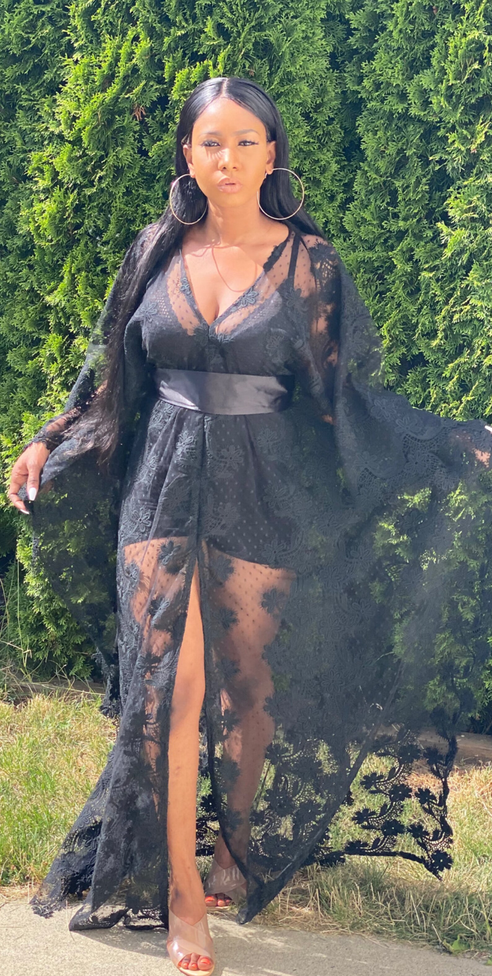 black lace kaftan