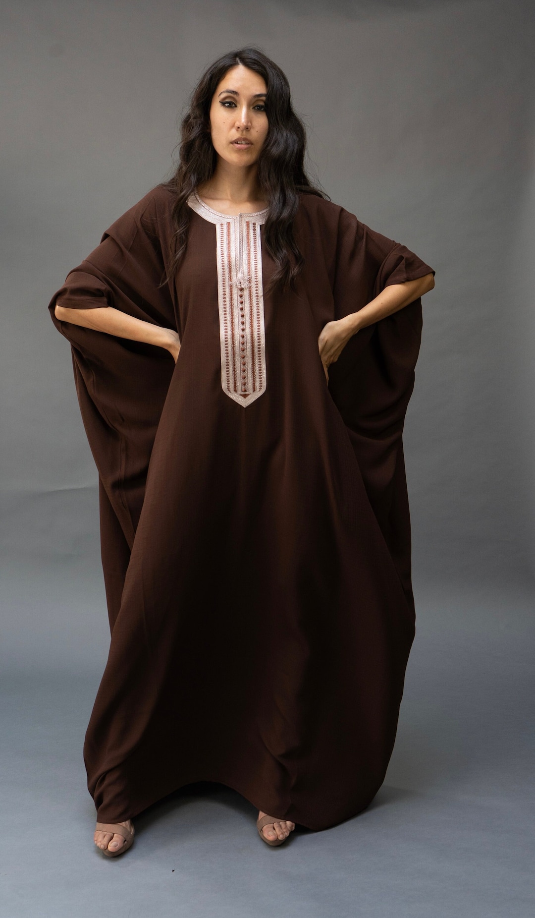 Copper Embroidered Kaftans Dress Smart main image 1