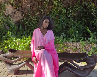 Ombre Print Kaftan Maxi Dress: Lightweight Beach Cover-Up