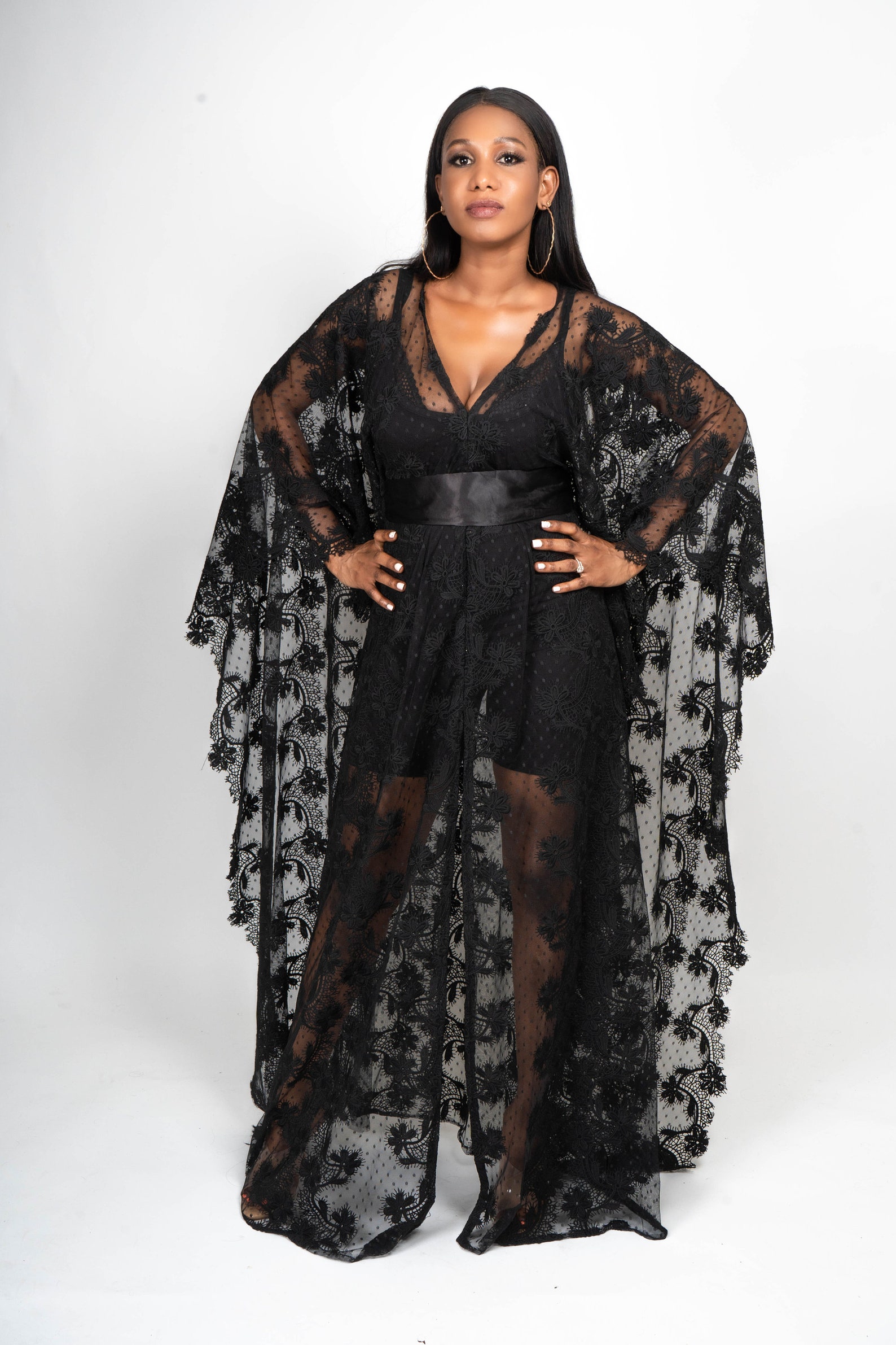 black lace kaftan