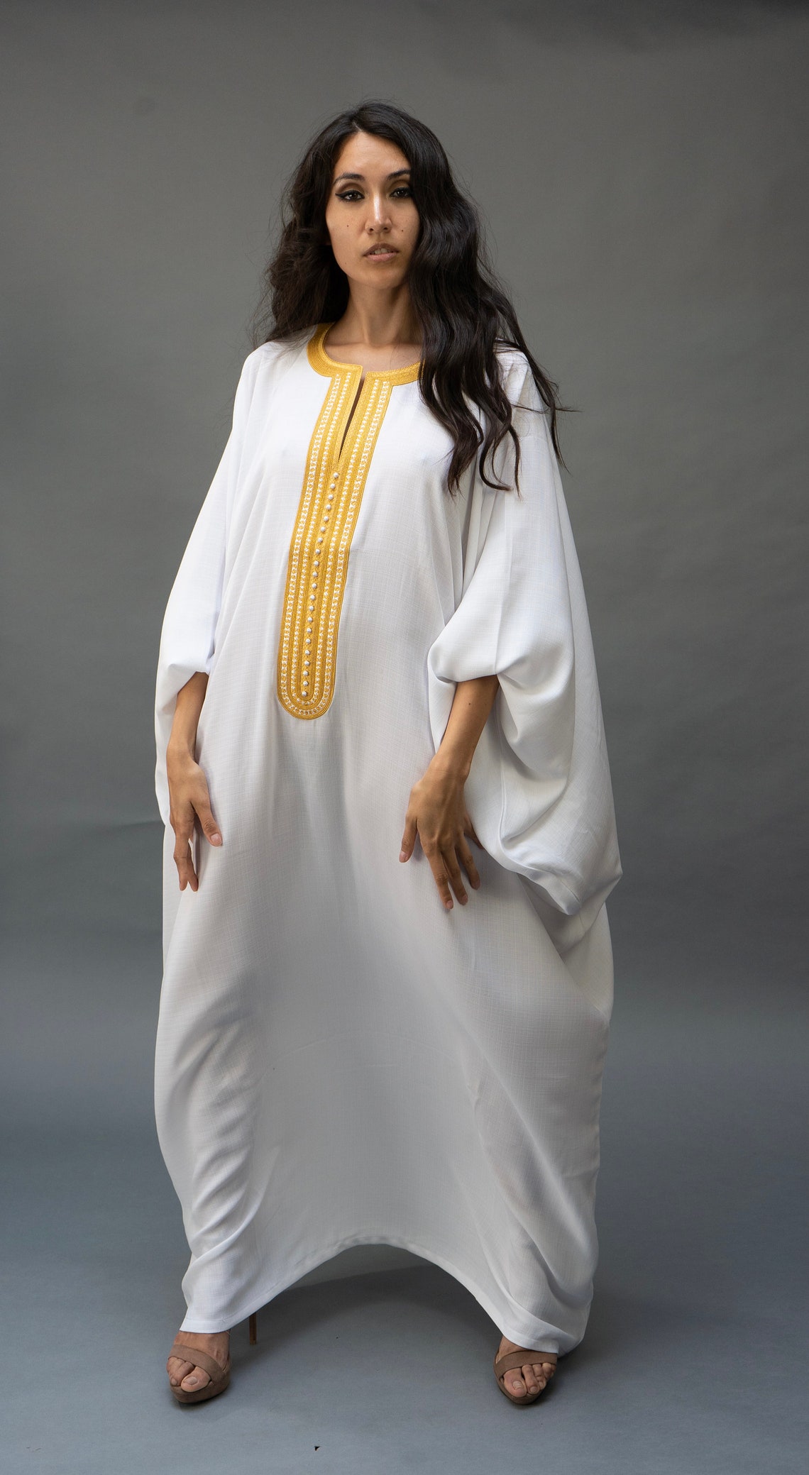 Hand Embroidery Kaftan Dress Etsy