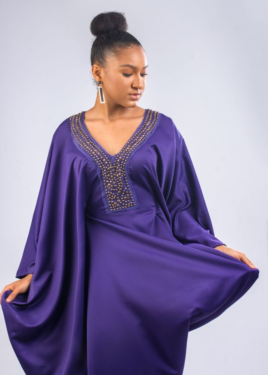 Purple Kaftan Luxury Beaded Kaftan Abaya Dress Etsy