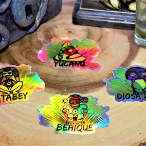NEW: HOLOGRAPHIC Taino Indigenous Cemi Deities 3 Inch Labels