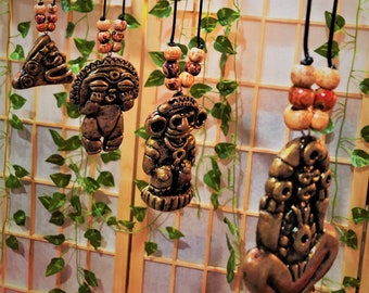 Taino Art Atabey, Behique, Yucahu or Arawak Moon Goddess Amulets Pendants Necklace