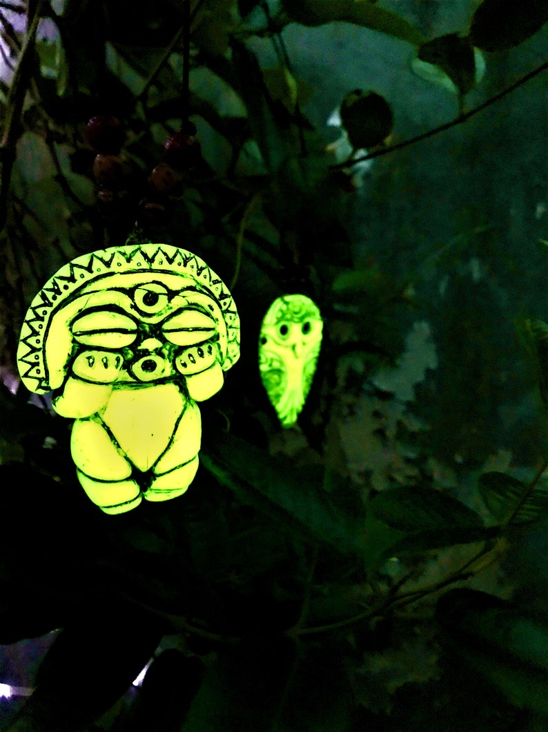 GLOW in the DARK Taino Art Diosa Luna, Mucaro Amulet Pendant Necklace for Spirituality Espiritualidad image 5