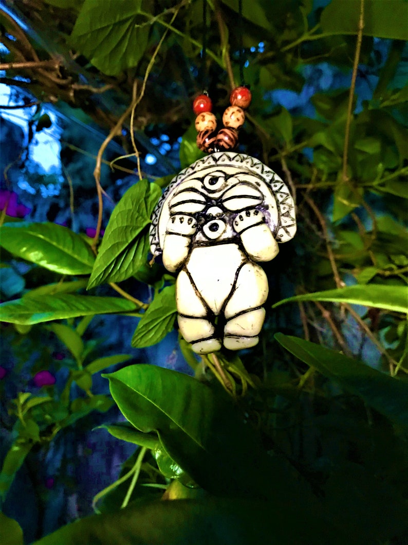 GLOW in the DARK Taino Art Diosa Luna, Mucaro Amulet Pendant Necklace for Spirituality Espiritualidad image 3