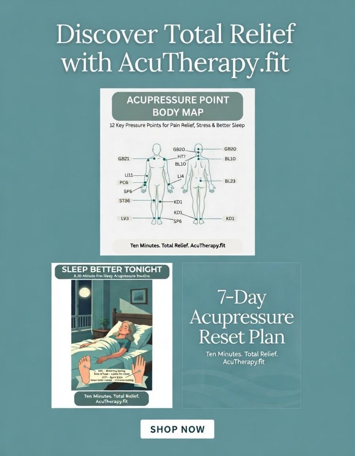 Acupressure Point Body Map — Printable Wall Chart for Pain Relief ...