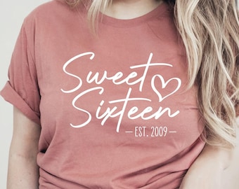 16th Birthday Shirt, Sweet Sixteen Est 2009 T-Shirt, Personalized Shirt, Cute Birthday Shirt For Daughter, Sweet Sixteen Shirt Gift For Her