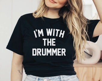 Camiseta con el baterista, camiseta del baterista, camiseta de la banda, camiseta de groupie, camiseta de amante de la música, camiseta de amante de la banda, camiseta de adicto a la música, camiseta de regalo de cumpleaños