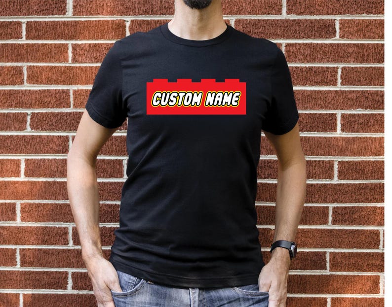 Custom Name Building Bricks T-shirt, Personalized Build Blocks Kids ...