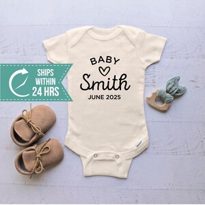 Custom Baby Announcement Onesie®, Personalized Baby Bodysuit, Newborn Boy Girl Gifts, Baby Shower Gift For New Parents, Coming Soon Onesie®
