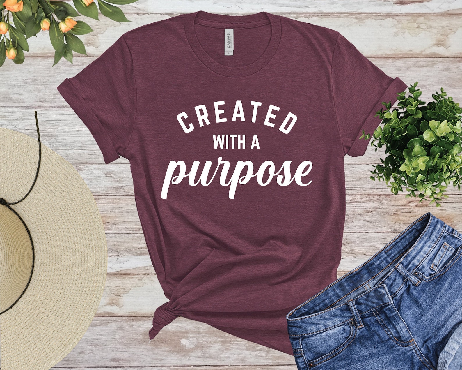 Created With A Purpose TShirt Motivational Shirt Etsy
