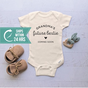 Grandma's Future Bestie Baby Onesie®, Custom Baby Announcement Bodysuit, Newborn Boy Girl Gifts, Baby Shower Gift, New Grandma & Grandpa