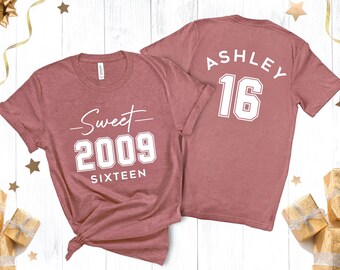 16th Birthday Shirt, Sweet Sixteen Est 2009 T-Shirt, Personalized Shirt, Cute Birthday Shirt For Daughter, Sweet Sixteen Shirt Gift For Her
