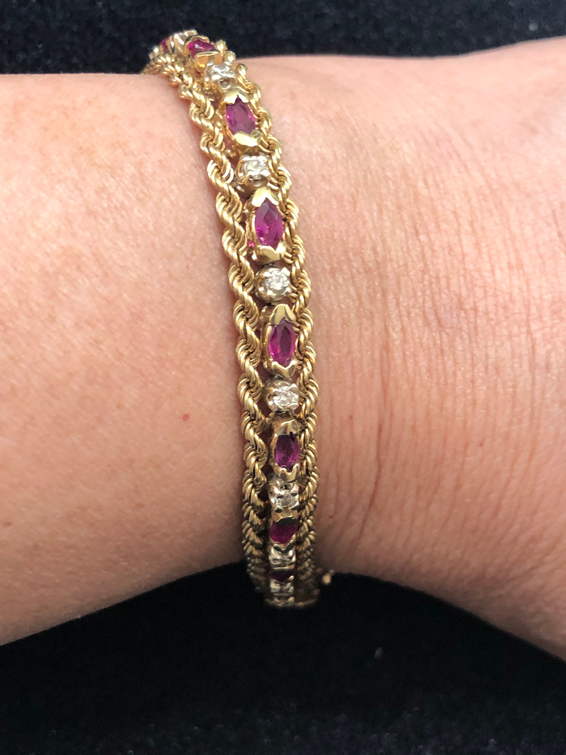 Vintage 14K Gold Ruby and Diamond Bracelet Etsy Singapore