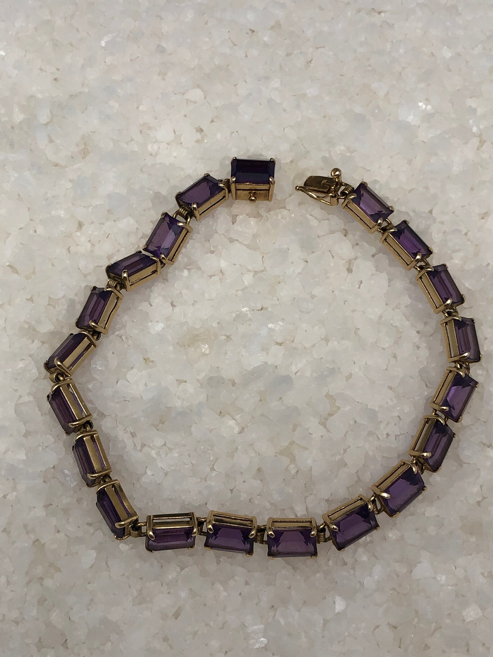 Vintage 14K Gold Amethyst Tennis Bracelet Etsy