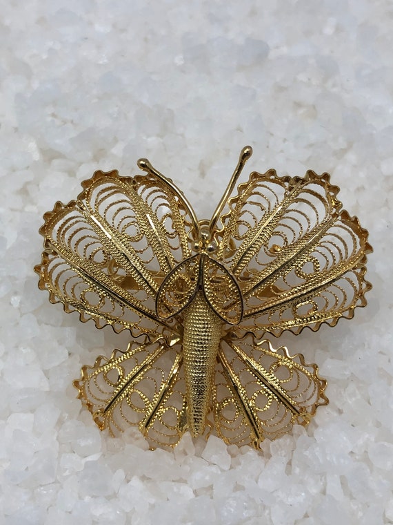 Vintage 14K gold butterfly brooch/ pendant