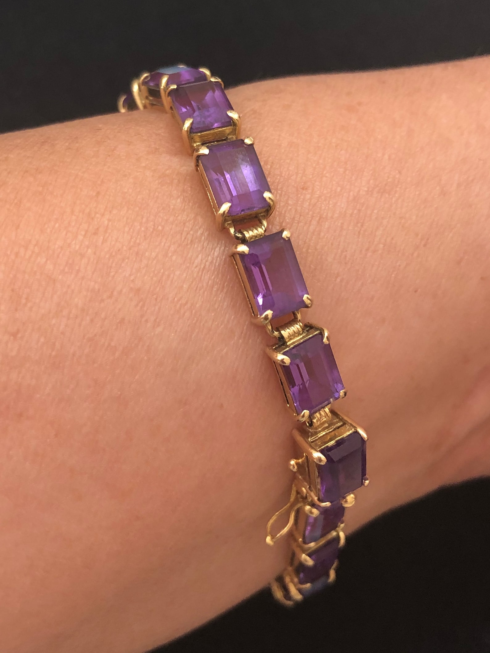 Vintage 14K Gold Amethyst Tennis Bracelet Etsy