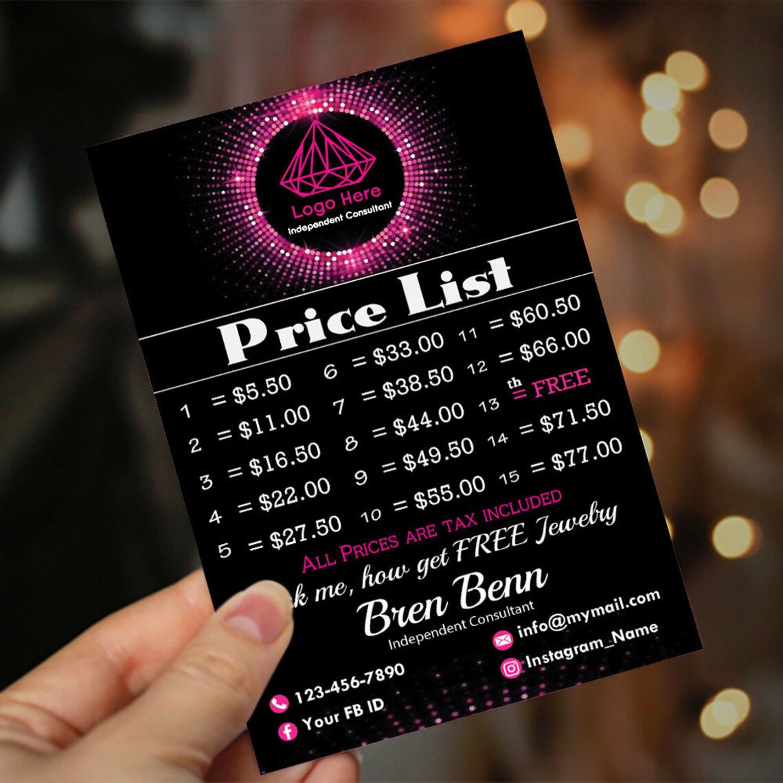 Personalized Jewelry Price List _ Digital File Only Etsy