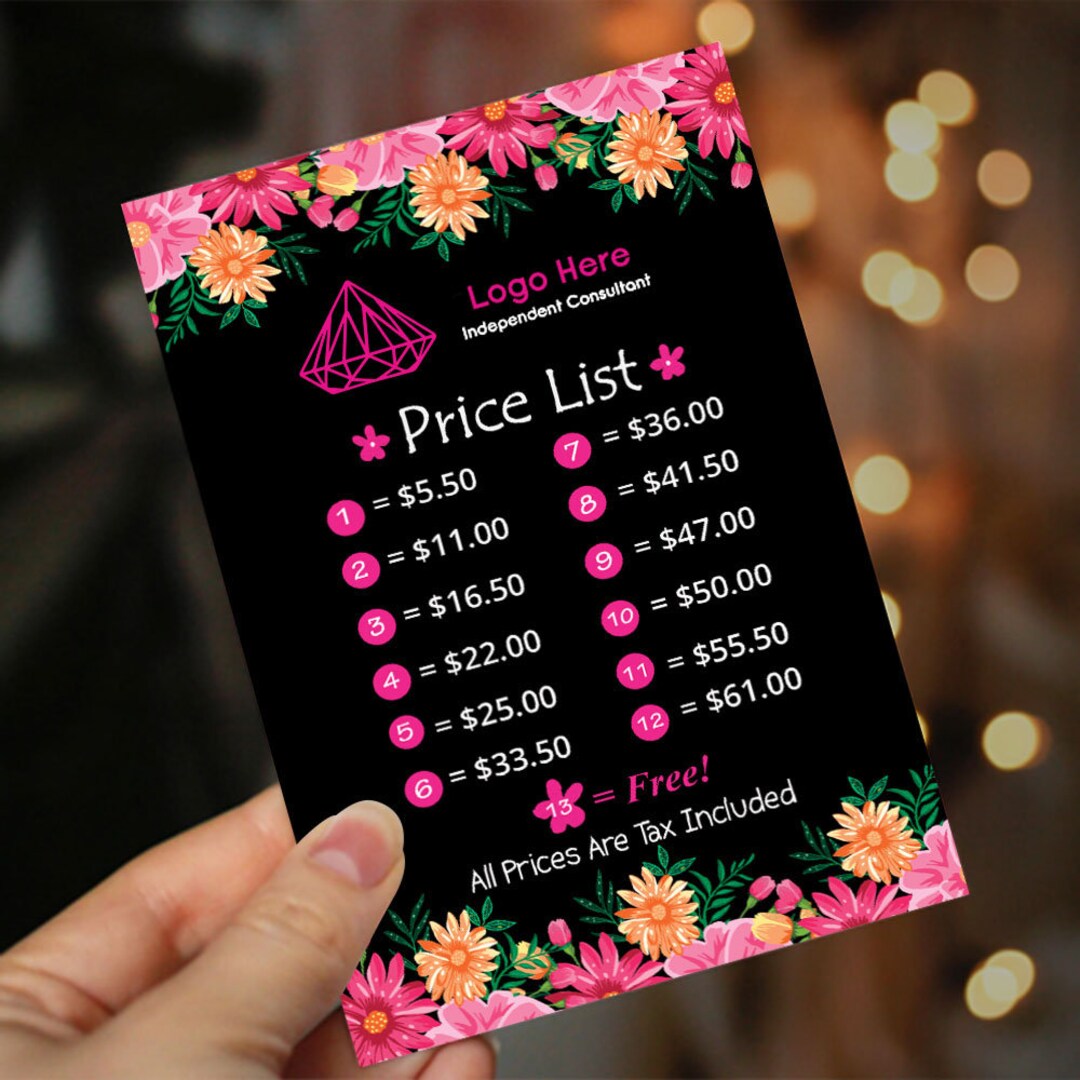 Personalized Jewelry Price List _ Digital File Only Etsy