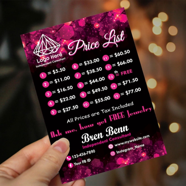 Personalized Jewelry Price List _ Digital File Only