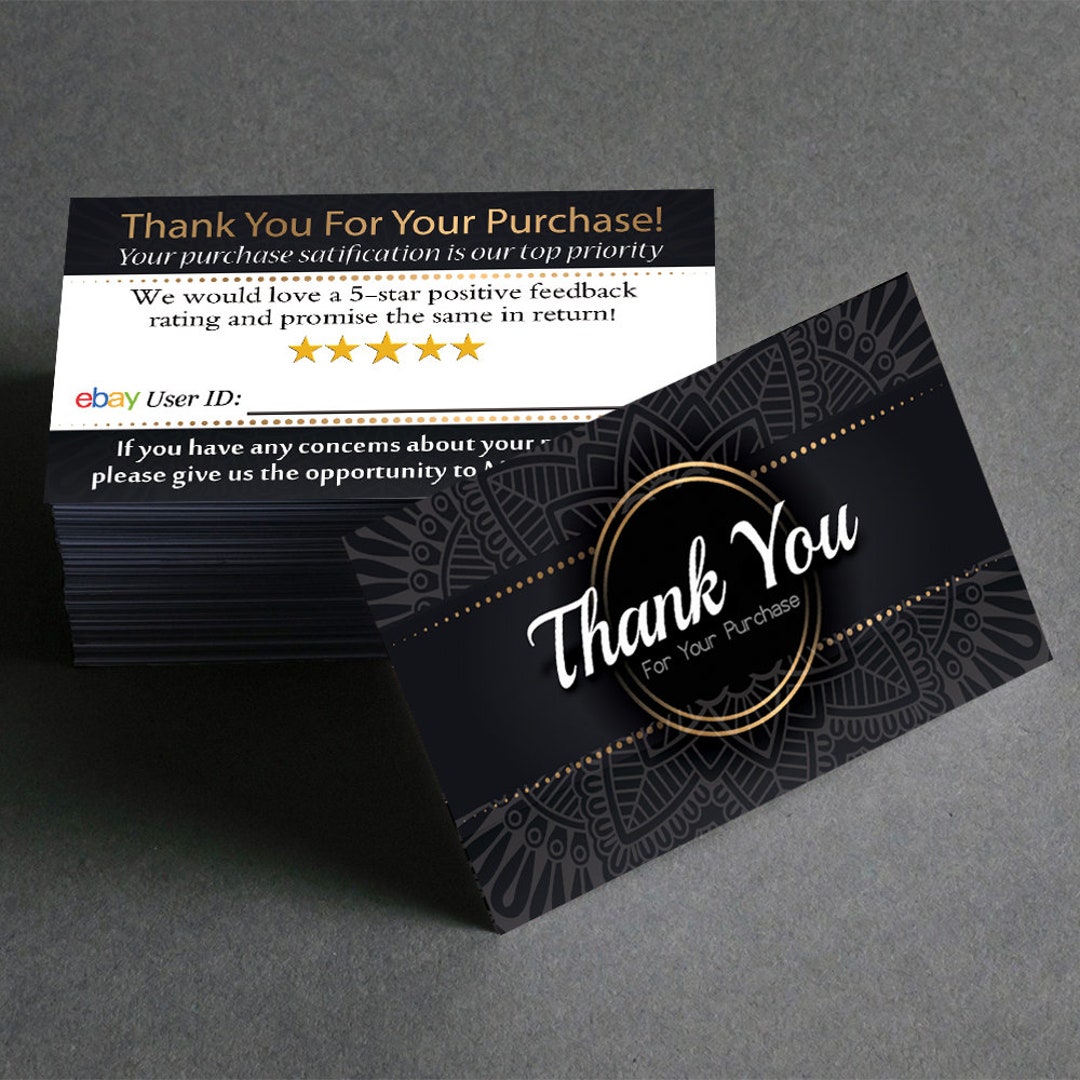 Ebay Thank You Cards Full Color 2 Side Printing Glossy Thick Etsy