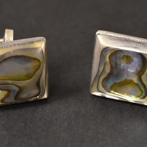Vintage Taxco Mexico Sterling Silver and Abalone Screw Back Earrings