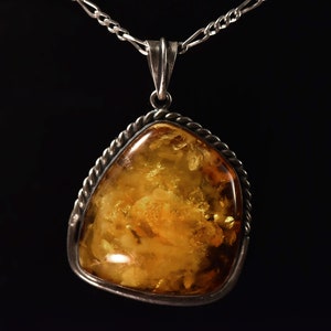 Vintage Amber and Silver Pendant