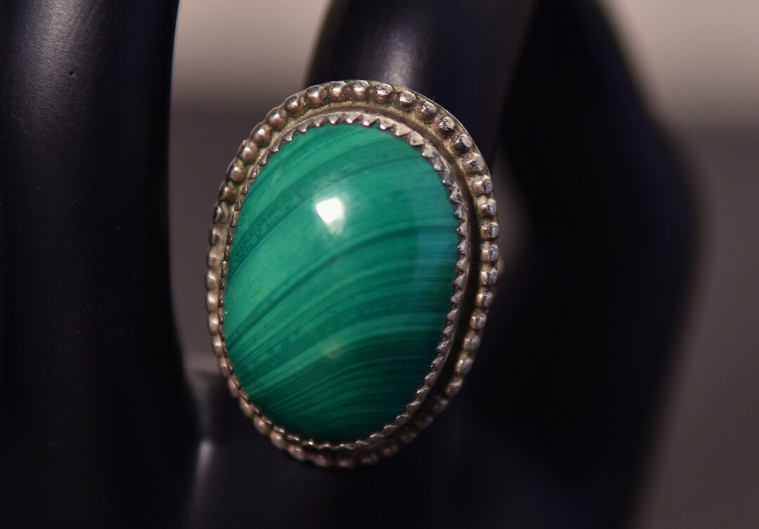 Native American Silver and Malachite Ring - Etsy