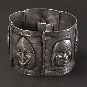 Vintage Peruvian Sterling Silver Panel Bracelet