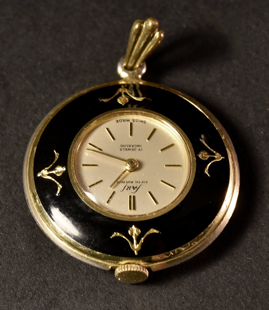 Vintage Ladies Pendant Watch 1960\'s Saks Fifth Ave Vintage Ladies Pendant Watch 1960 main image 2