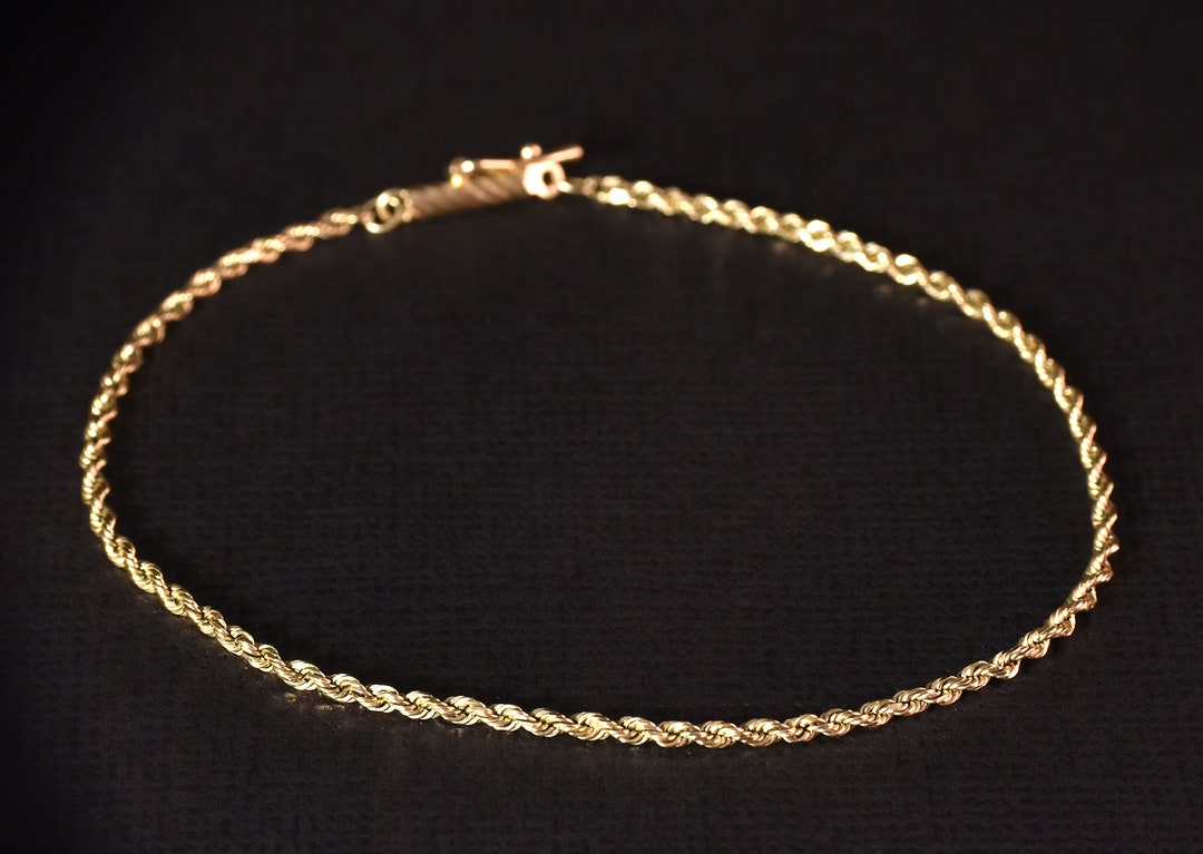 Vintage 14K Gold Rope Accent Bracelet Etsy