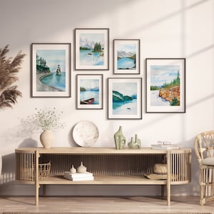 Canadian landscape gallery wall set, Mountain wall arts, canadian art prints,