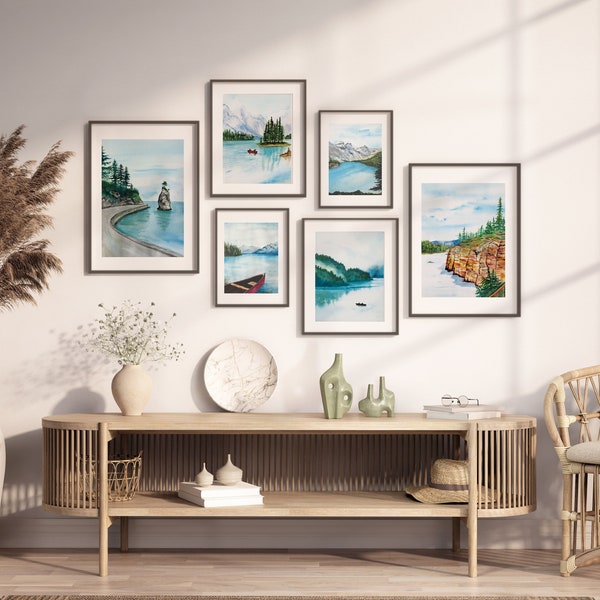 Canadian landscape gallery wall set, Mountain wall arts, canadian art prints,