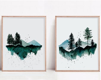 Set Of 2 Watercolor | Etsy