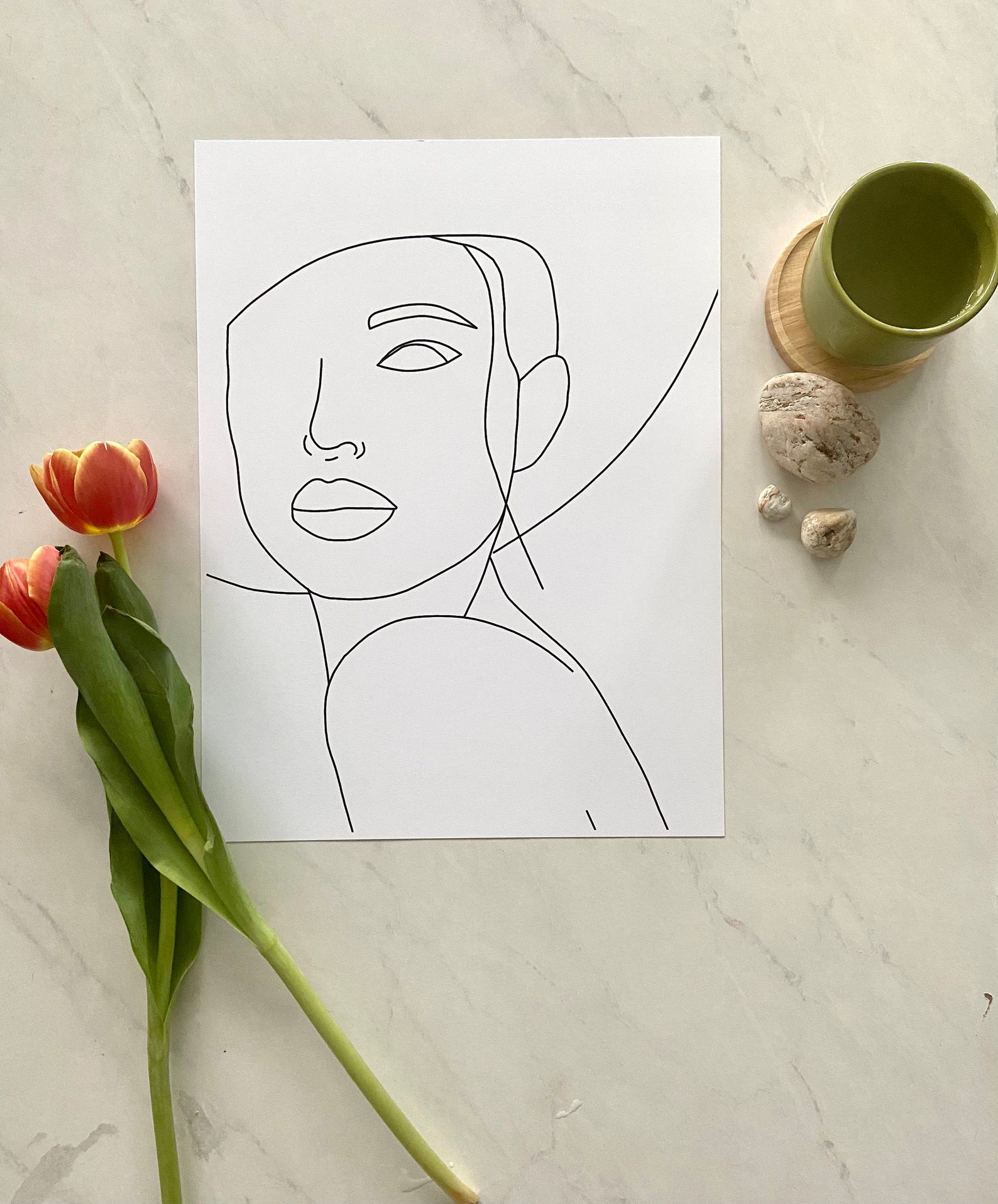 Set of 2 One Line Drawing Wall Art Woman Face Art Boho Wall Etsy Canada