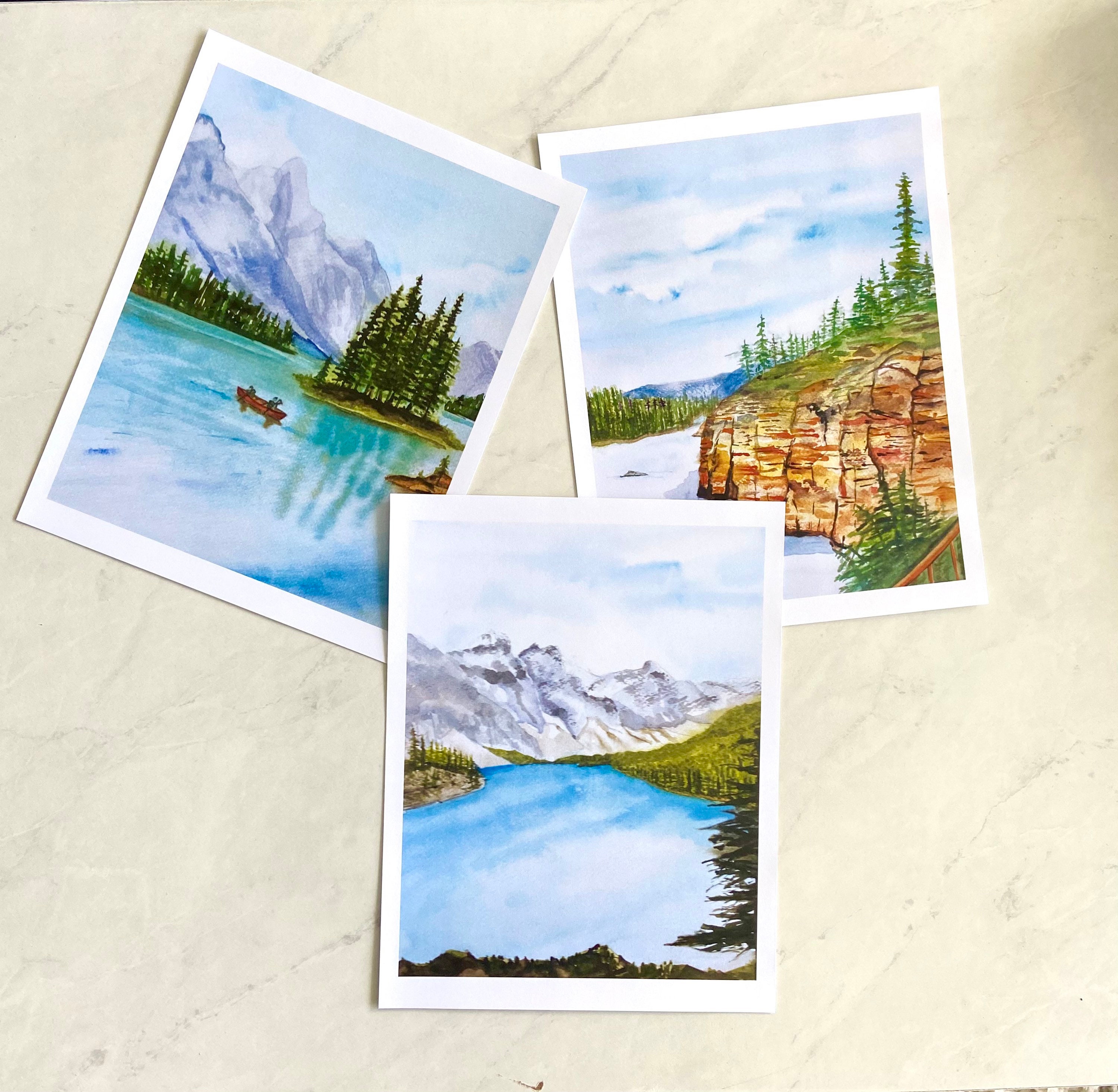 Set of 3 Watercolor Landscape Prints Canadian Landscape Art - Etsy Canada