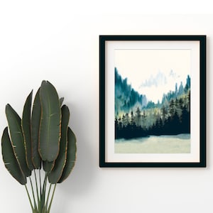 2er Set Aquarell Landschaften Prints, Kanadische Landschaften, Jasper Landschaftsdruck, Forest Print, Alberta, Wohnzimmer Wandkunst