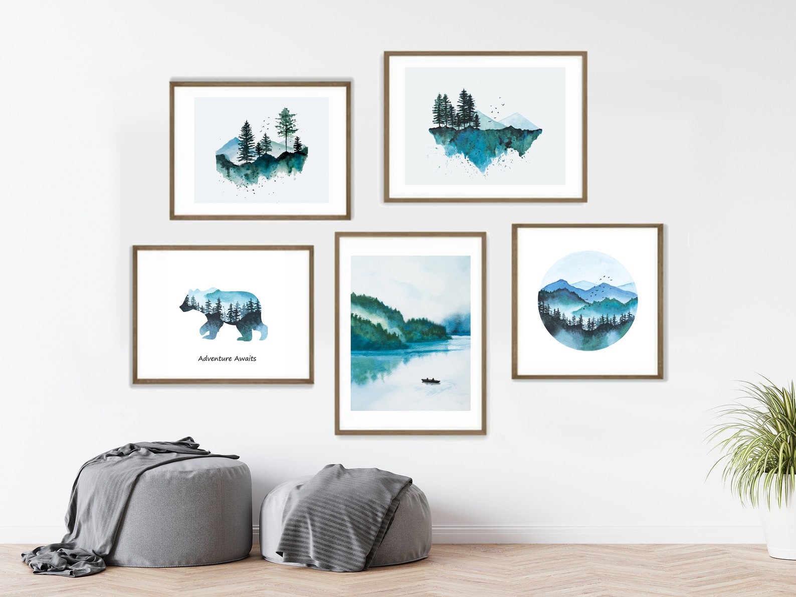 Watercolor Landscape Gallery Wall Set Mountain Wall Arts Etsy Canada