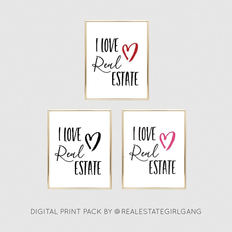 I Love Real Estate Printable Quote Inspirational Real Estate Etsy