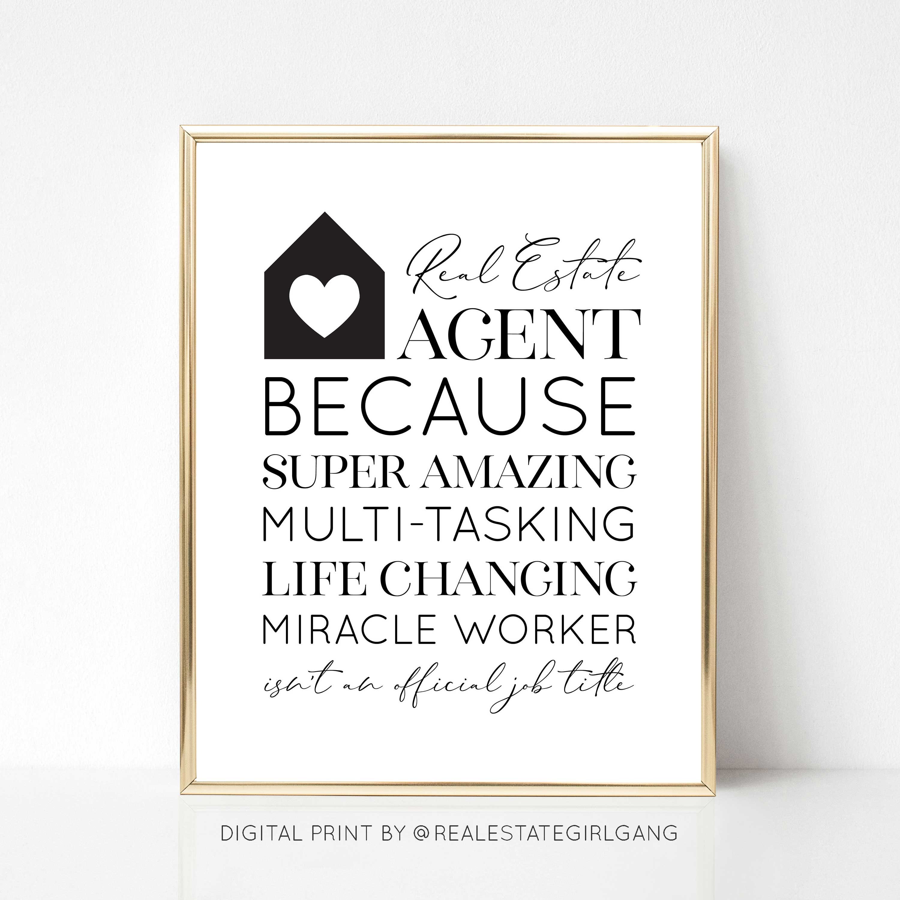 Real Estate Agent Because Quote Real Estate Agent Office | Etsy UK