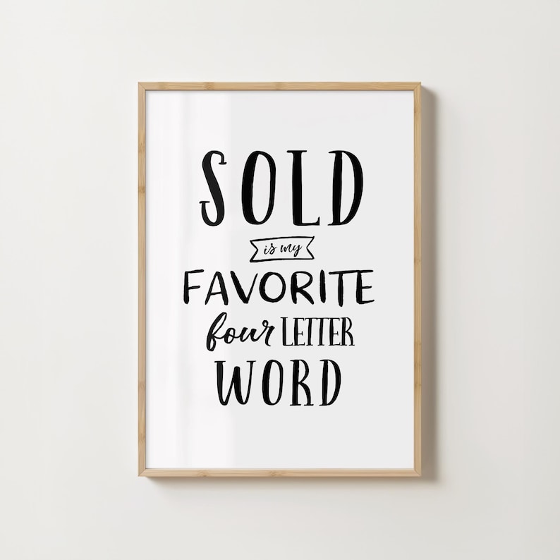 Real Estate Agent Humor Quote Wall Art Inspirational Saying Printable Realtor Poster Gift Modern Office Decor Desk Sign image 1