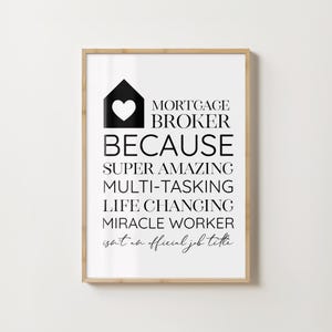 hypothekenmakler Danke Wertschätzung Geschenk Loan Sachbearbeiter Zitat Büro Dekor Galerie Wand Kunst Immo druckbare Schreibtisch Schild