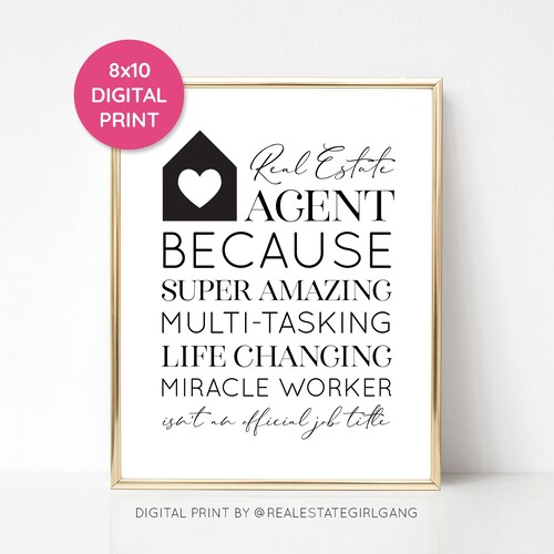 Real Estate Agent Quote Printable Real Estate Office Decor Etsy
