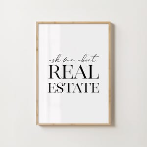 Póster con cita sobre la vida inmobiliaria, arte de pared, decoración moderna para el hogar, regalo para agente inmobiliario, letrero de escritorio, inspiración