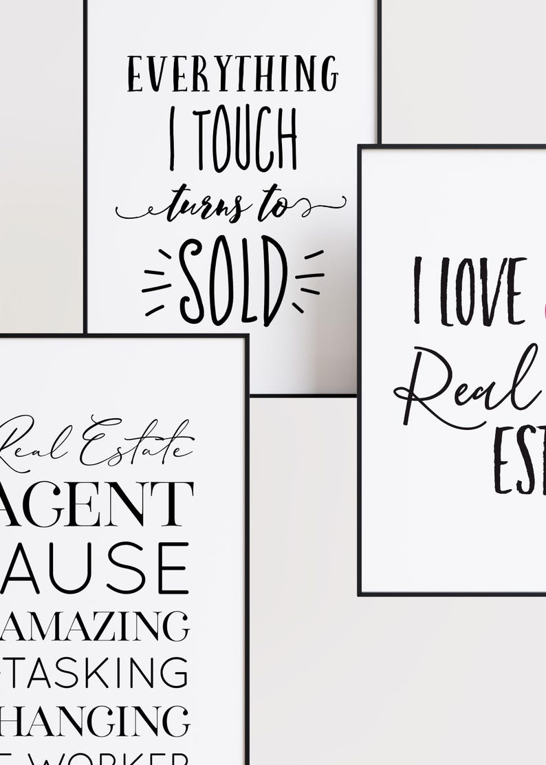 Real Estate Humor Quote Wall Art Inspirational Saying Printable Realtor Poster Gift Modern Office Desk Decor Turns to Sold Sign image 4