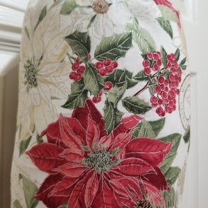 Handmade Christmas Poinsettia Pattern Kitchen Plastic Grocery Bag Holder and Dispenser image 4