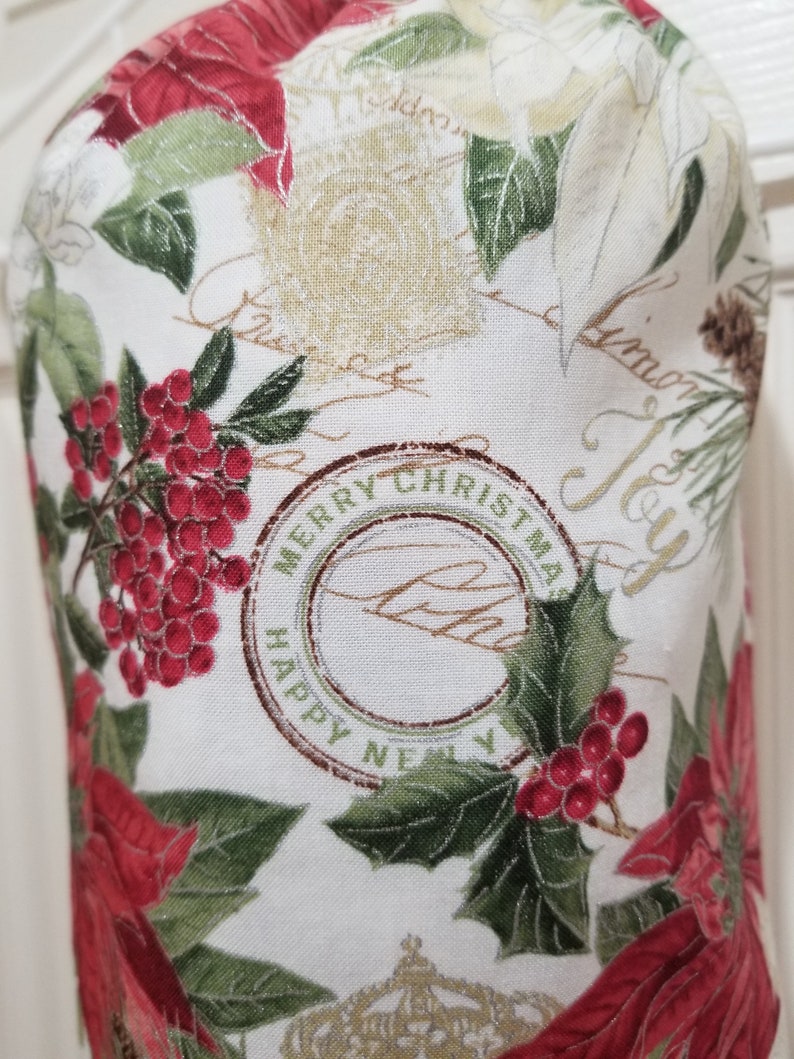 Handmade Christmas Poinsettia Pattern Kitchen Plastic Grocery Bag Holder and Dispenser image 2