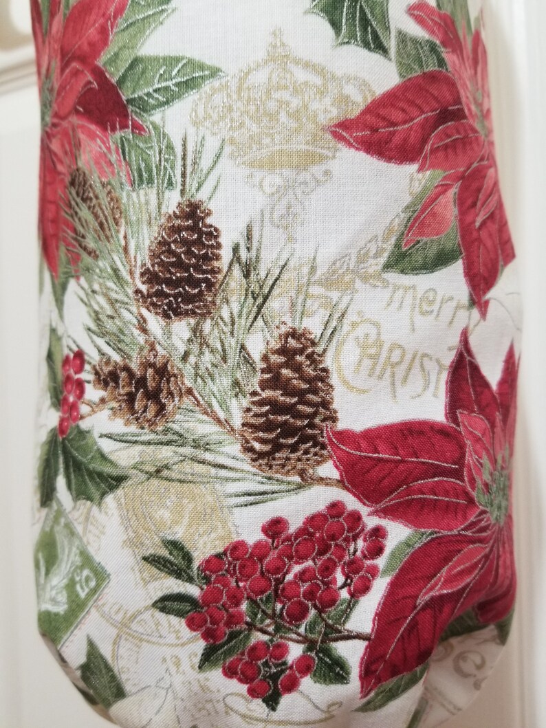 Handmade Christmas Poinsettia Pattern Kitchen Plastic Grocery Bag Holder and Dispenser image 3